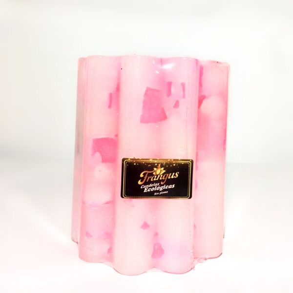 Velon Flor Pequeña Rayada rosado con cuadro